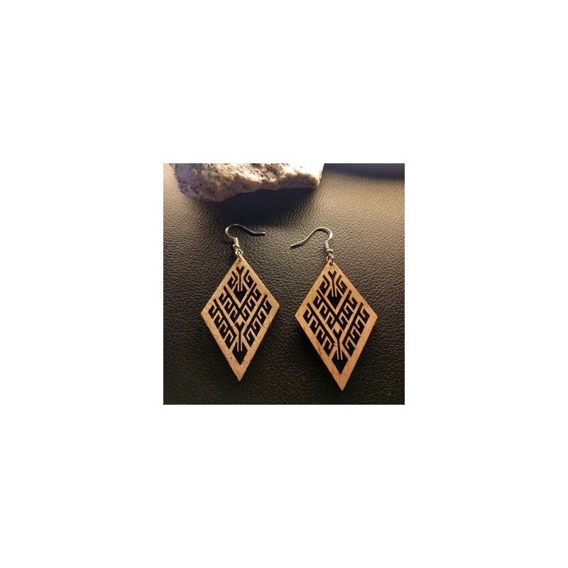 Boucle d’oreilles géométrique, style ethnique.