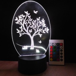 Veilleuse "Arbre de vie" base ronde multicolore